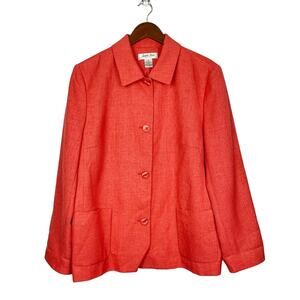Judith Hart | Orange Textured Office Career Button Blazer Jacket